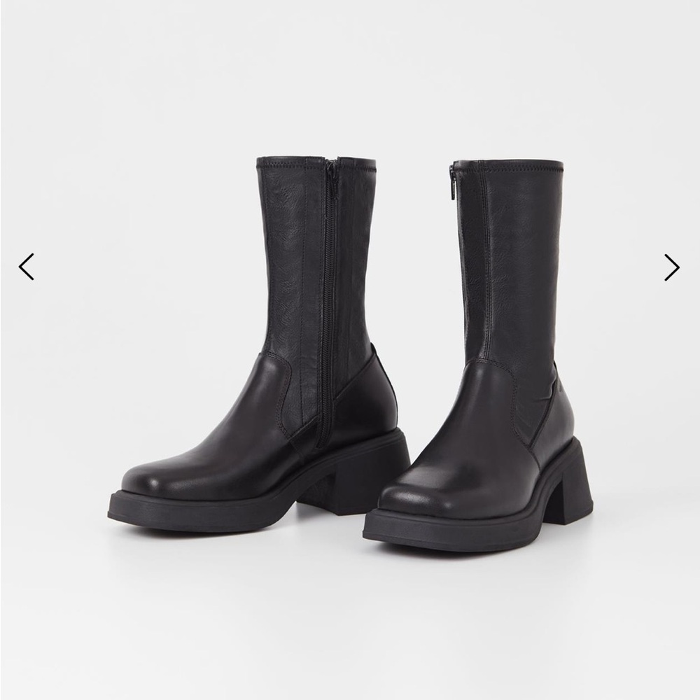 Vagabond Dorah Mid Calf Boot in Black Leather Size 8